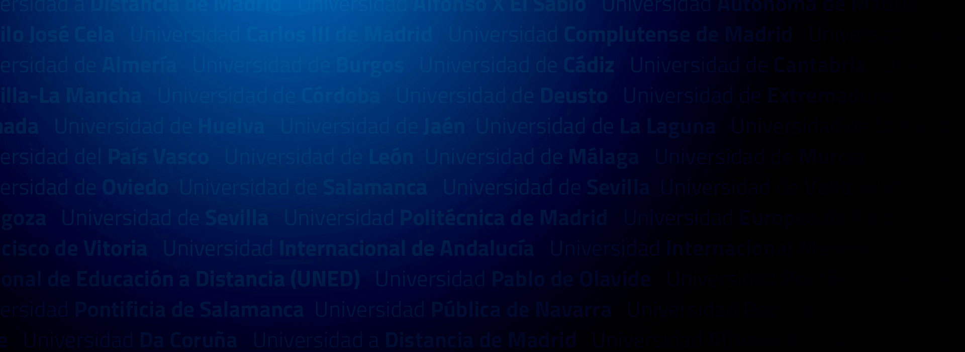 Listado de Universidades clientes de UniversitasXXI con fondo azul